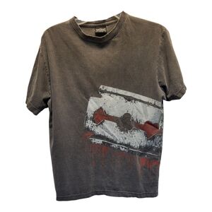 Alchemy Gray and Red Short Sleeve Graphic Tee with Gambler's Design - Size M